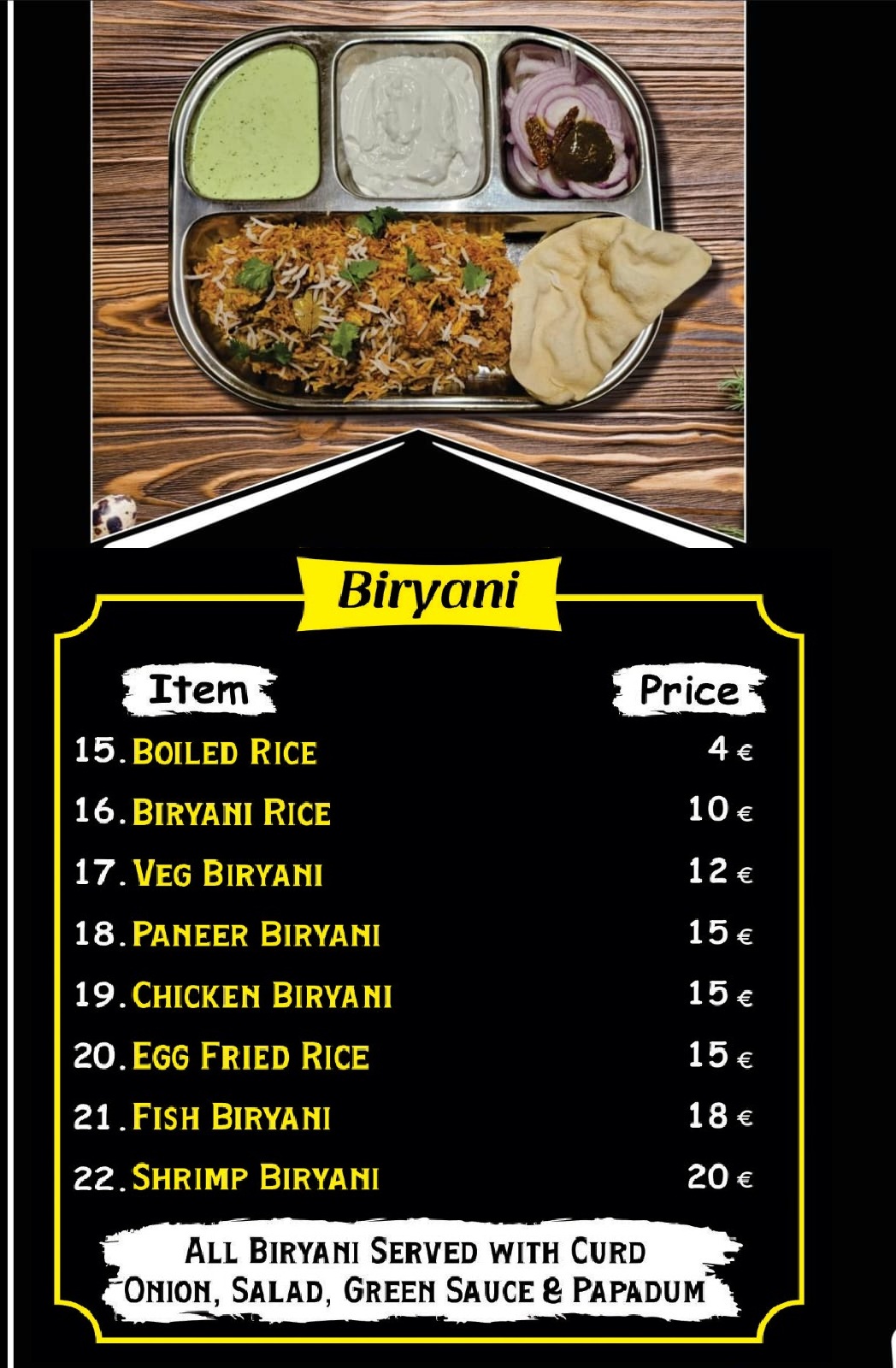 Food menu
